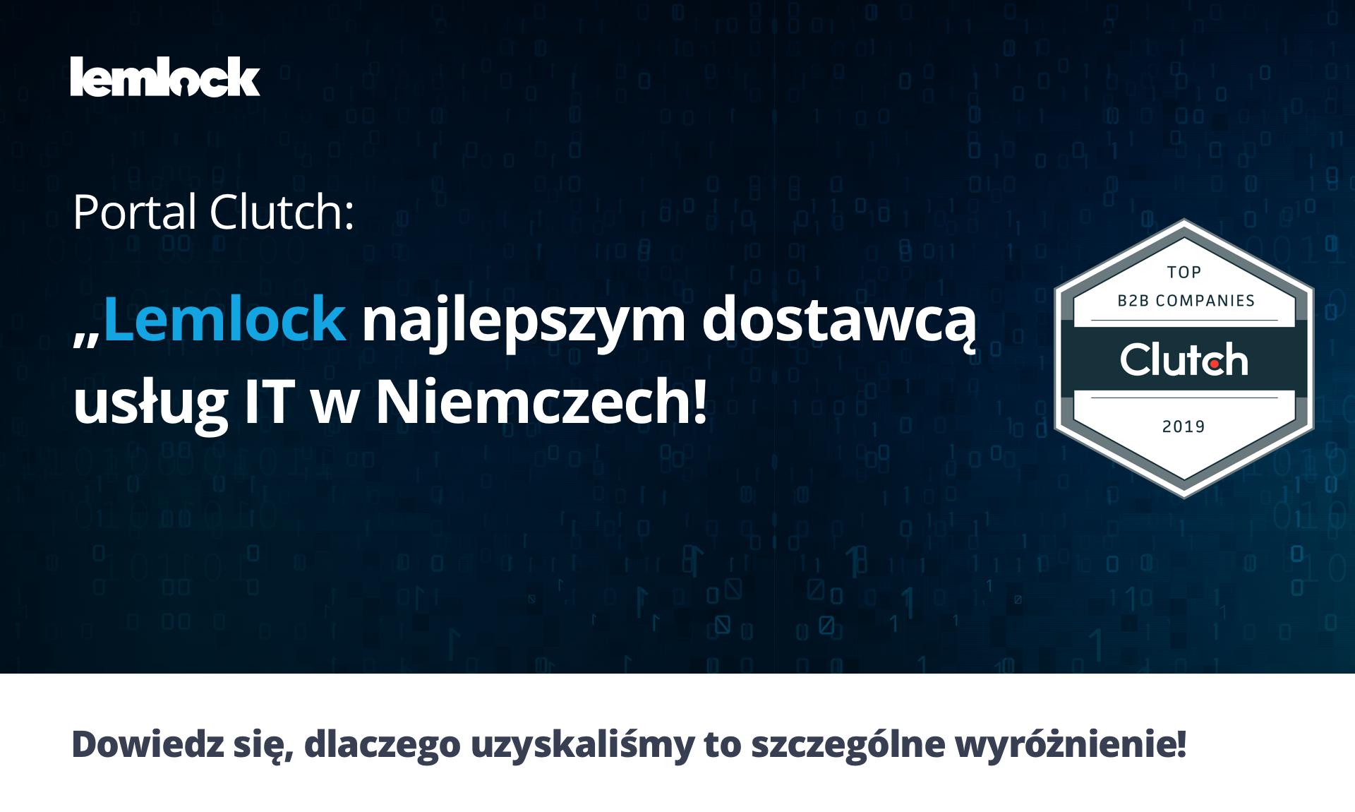 Artykuł. Lemlock uznany przez portal Clutch za najlepszego dostawcę usług IT w Niemczech